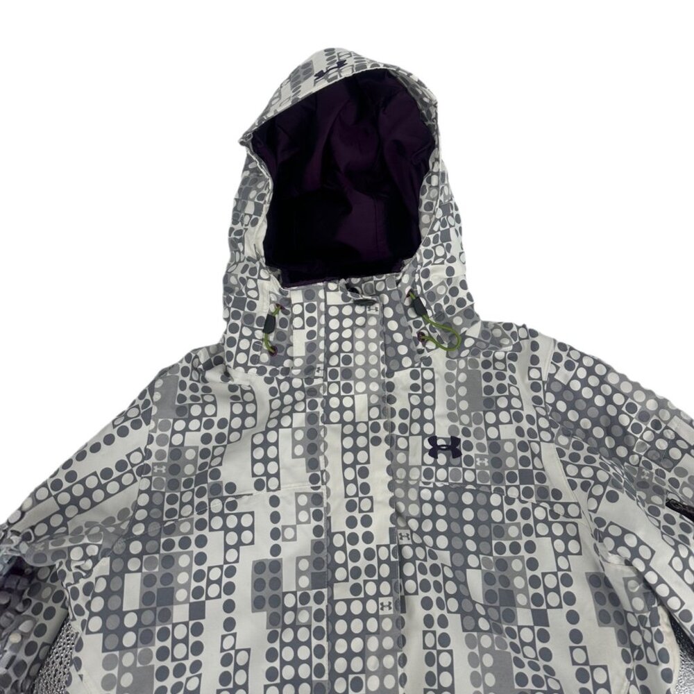 Under Armour Insulated Waterproof Ski Jacket Small White Gray Dot - Picture 5 of 8